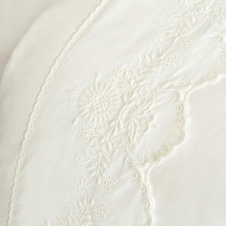 Karaca Home Lula Broderet Dobbeltseng - Sengetøj – Hvid (100 % Bomuld) - Løven Home
