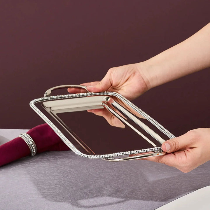 Karaca Home Majesty Dekorativ Serveringsbakke – Sølv, ca. 45,75 × 17,75 cm - Løven Home