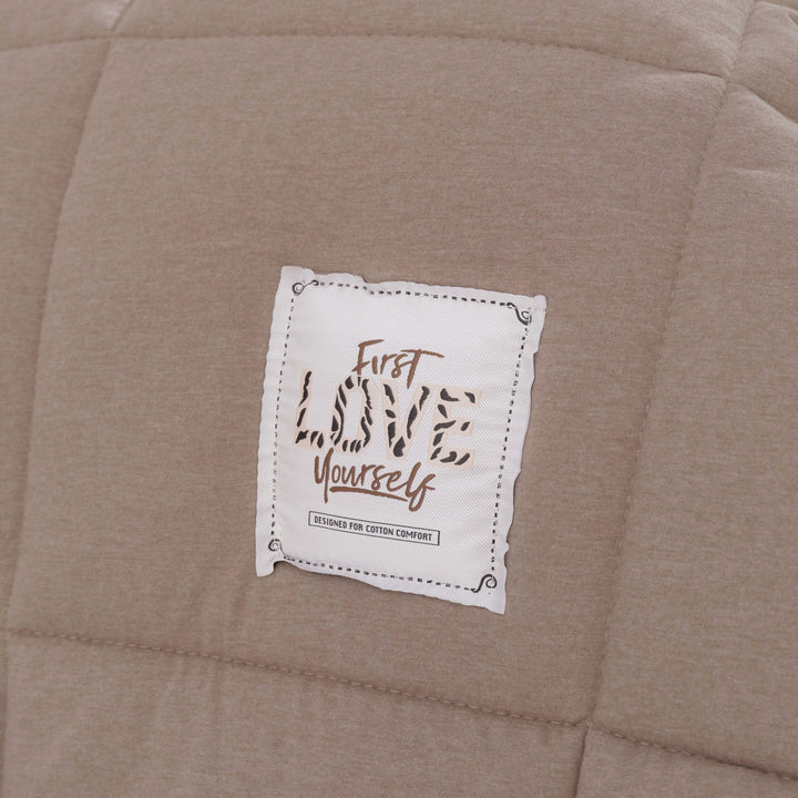 Karaca Home Motto Cotton Comfort Enkeltseng - Sæt – Beige - Løven Home