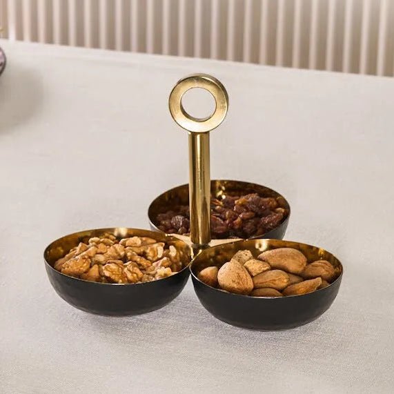 Karaca Home New Year Arven Dekorative Snackskåle – 3 dele - Rustfrit Stål - Guld/Sort - Løven Home