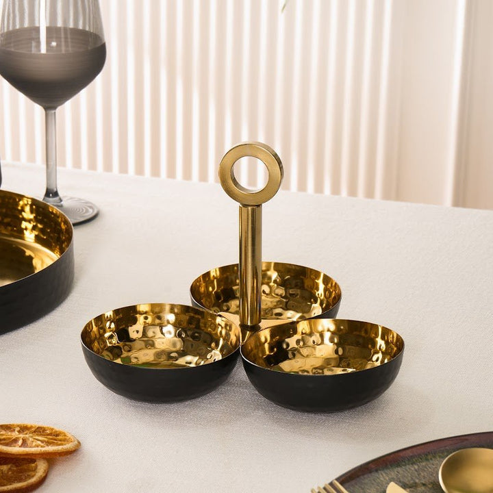 Karaca Home New Year Arven Dekorative Snackskåle – 3 dele - Rustfrit Stål - Guld/Sort - Løven Home