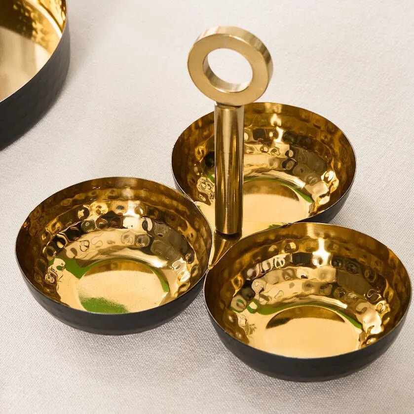 Karaca Home New Year Arven Dekorative Snackskåle – 3 dele - Rustfrit Stål - Guld/Sort - Løven Home