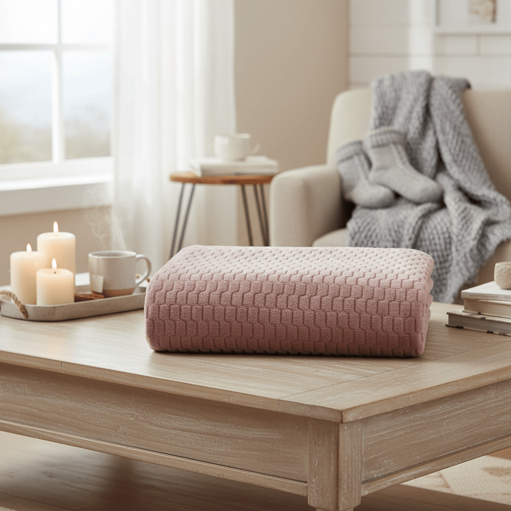 Karaca Home Raunda Dobbelt Wellsoft Sengetæppe – Støvet Rosa - 200 × 220 cm - Løven Home