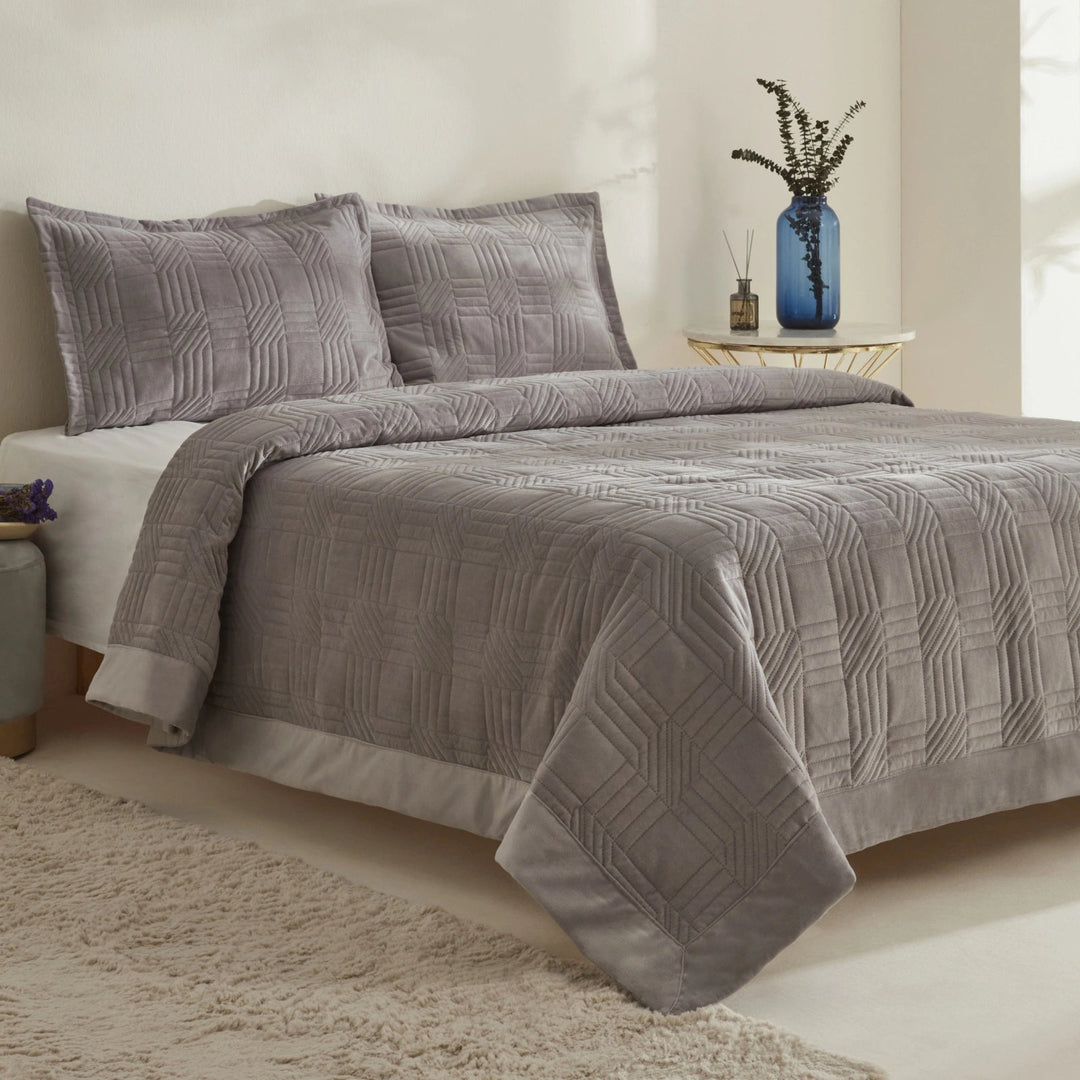 Karaca Home Sally dobbeltseng - overkast sæt – Grå - Løven Home