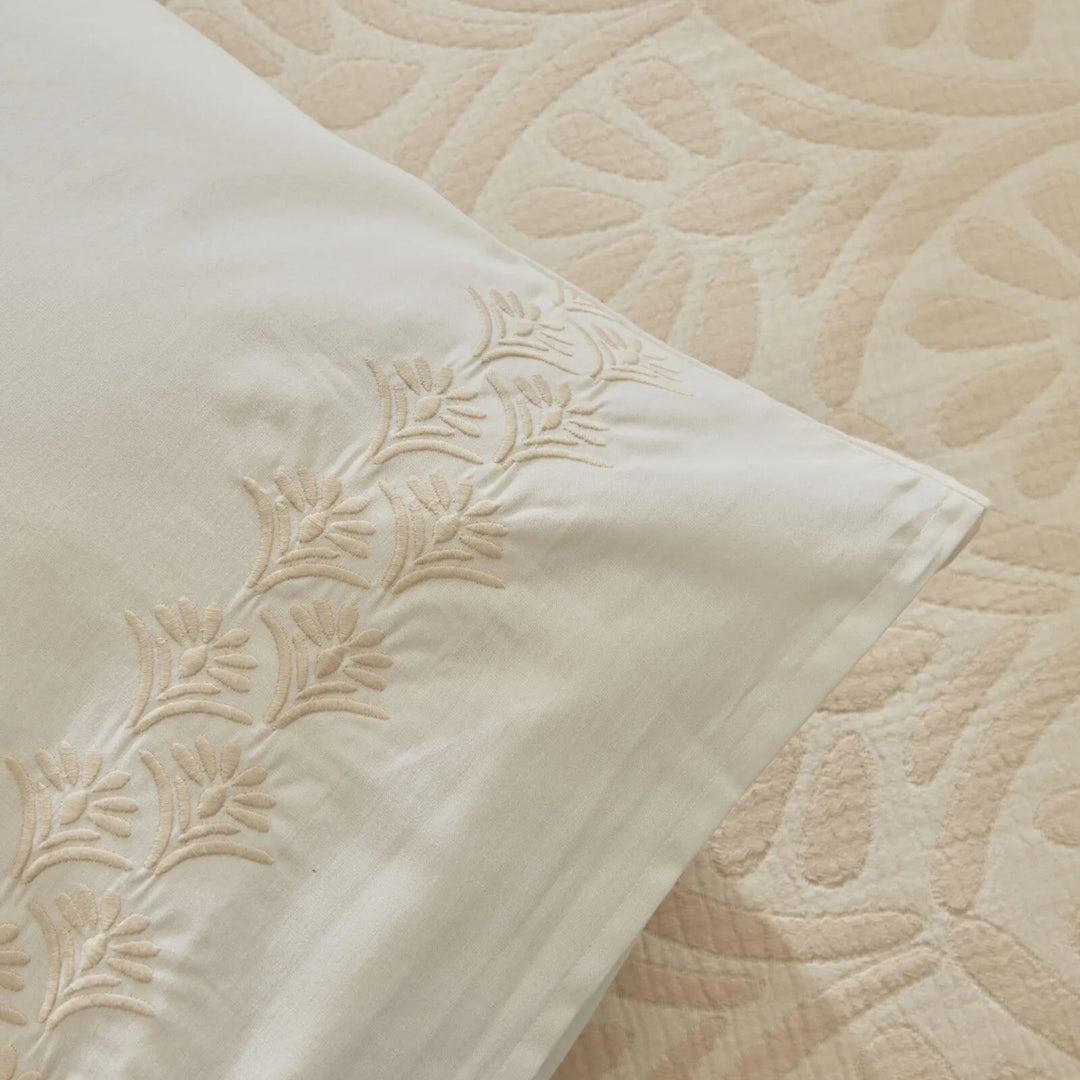 Karaca Home Shailyn Broderet Musselin Sengetæppesæt 200x220 cm (Dobbeltseng) | Rosa - Løven Home