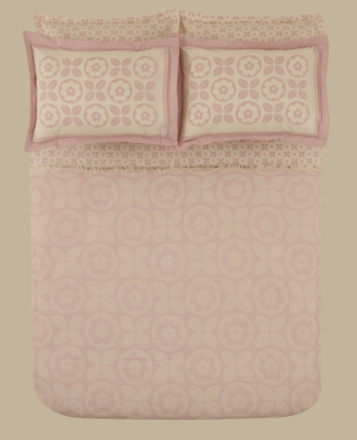 Karaca Home Shayla Pink Printet Muslin Pike - Sæt - Løven Home