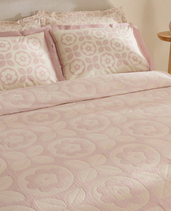 Karaca Home Shayla Pink Printet Muslin Pike - Sæt - Løven Home