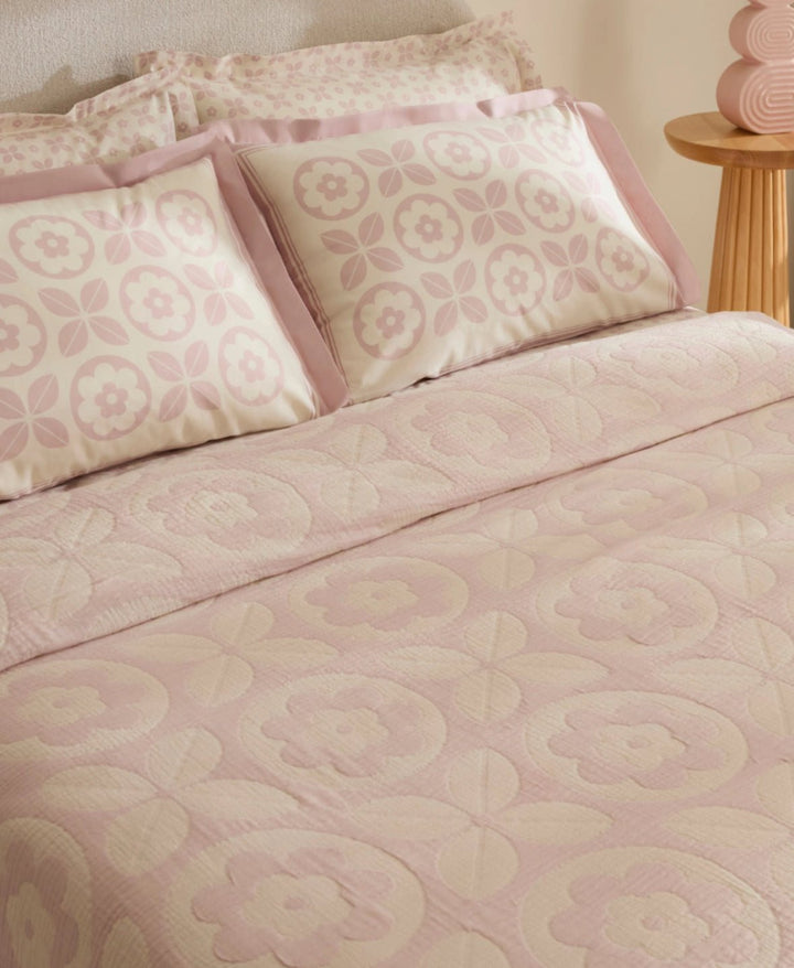 Karaca Home Shayla Pink Printet Muslin Pike - Sæt - Løven Home
