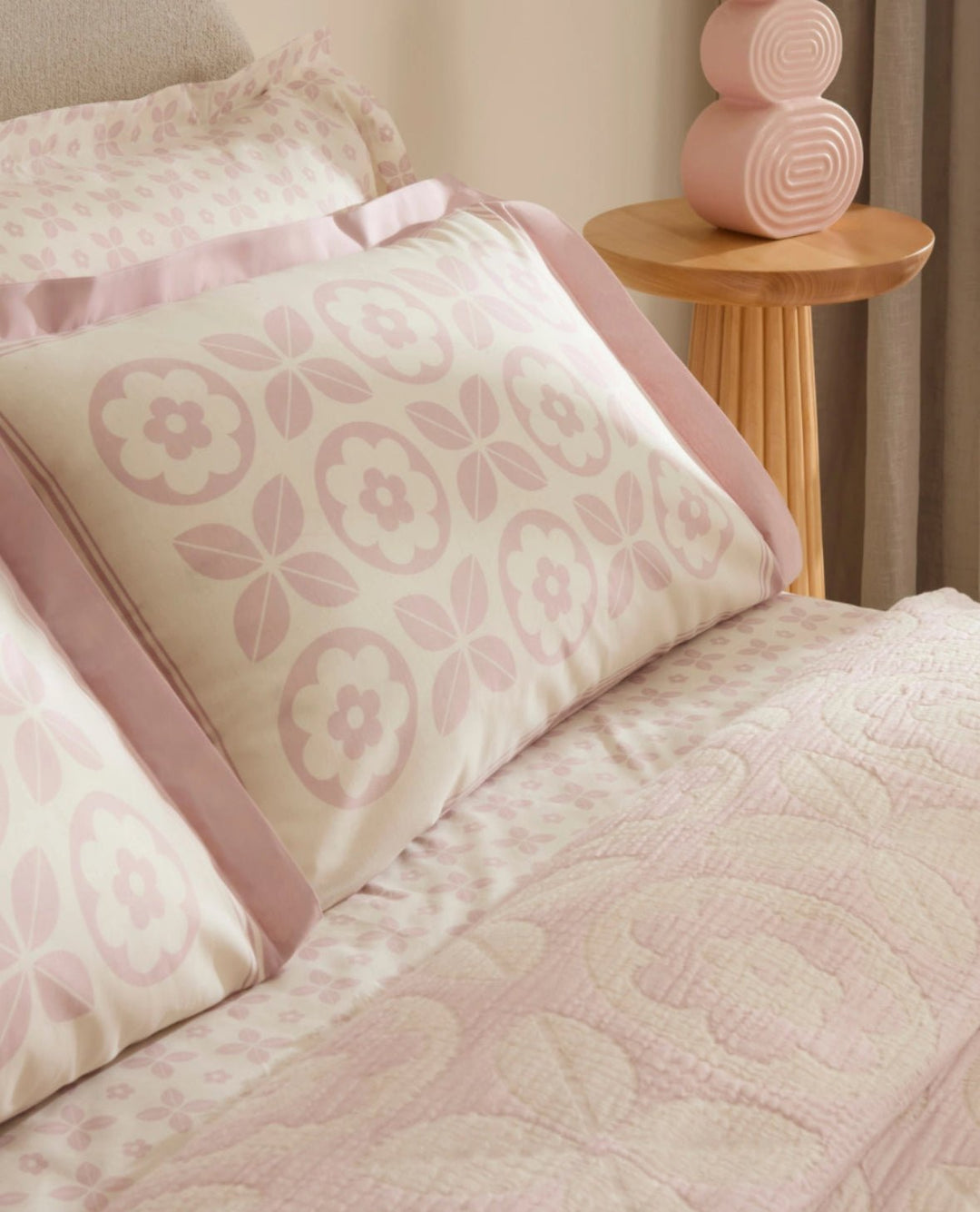 Karaca Home Shayla Pink Printet Muslin Pike - Sæt - Løven Home
