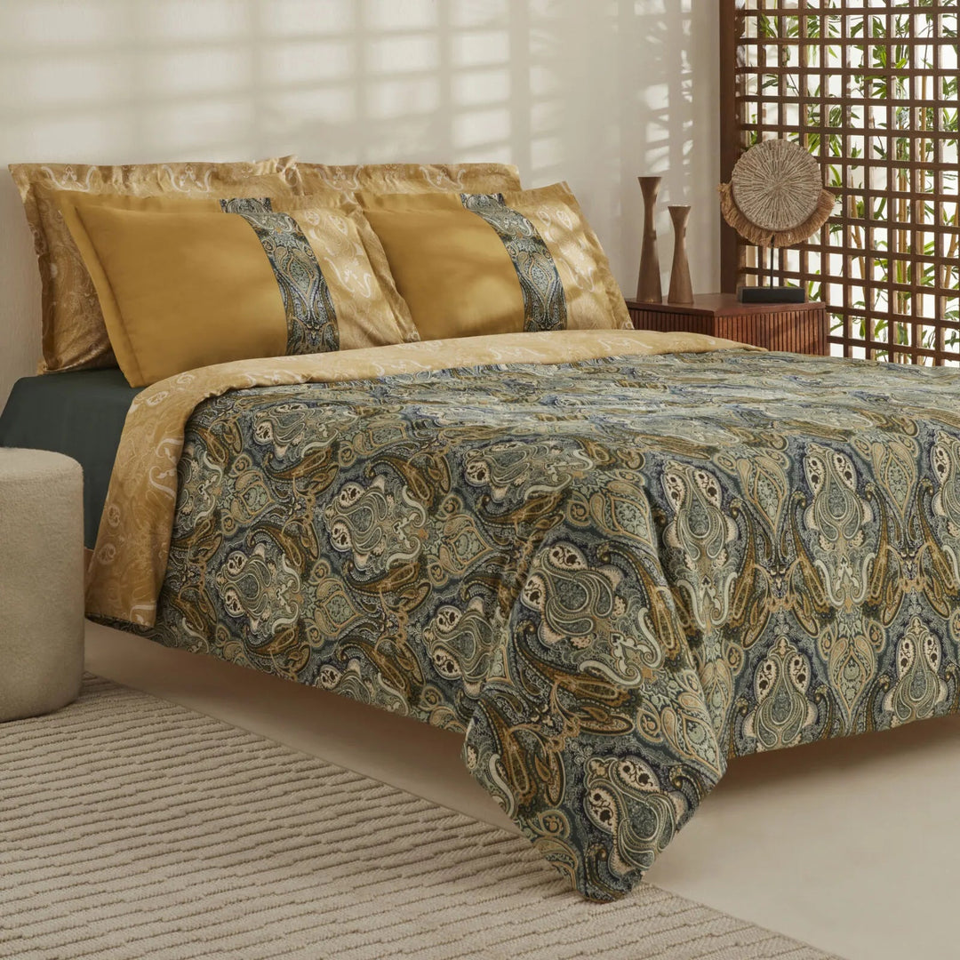 Karaca Home Sherie Dobbeltseng - Sengetøj – Grøn (Bomuldssatin) - Løven Home