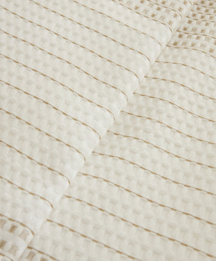 Karaca Home White Coll Rise 100 % Bomuld & Hør – Dobbeltseng Sæt – Beige - Løven Home