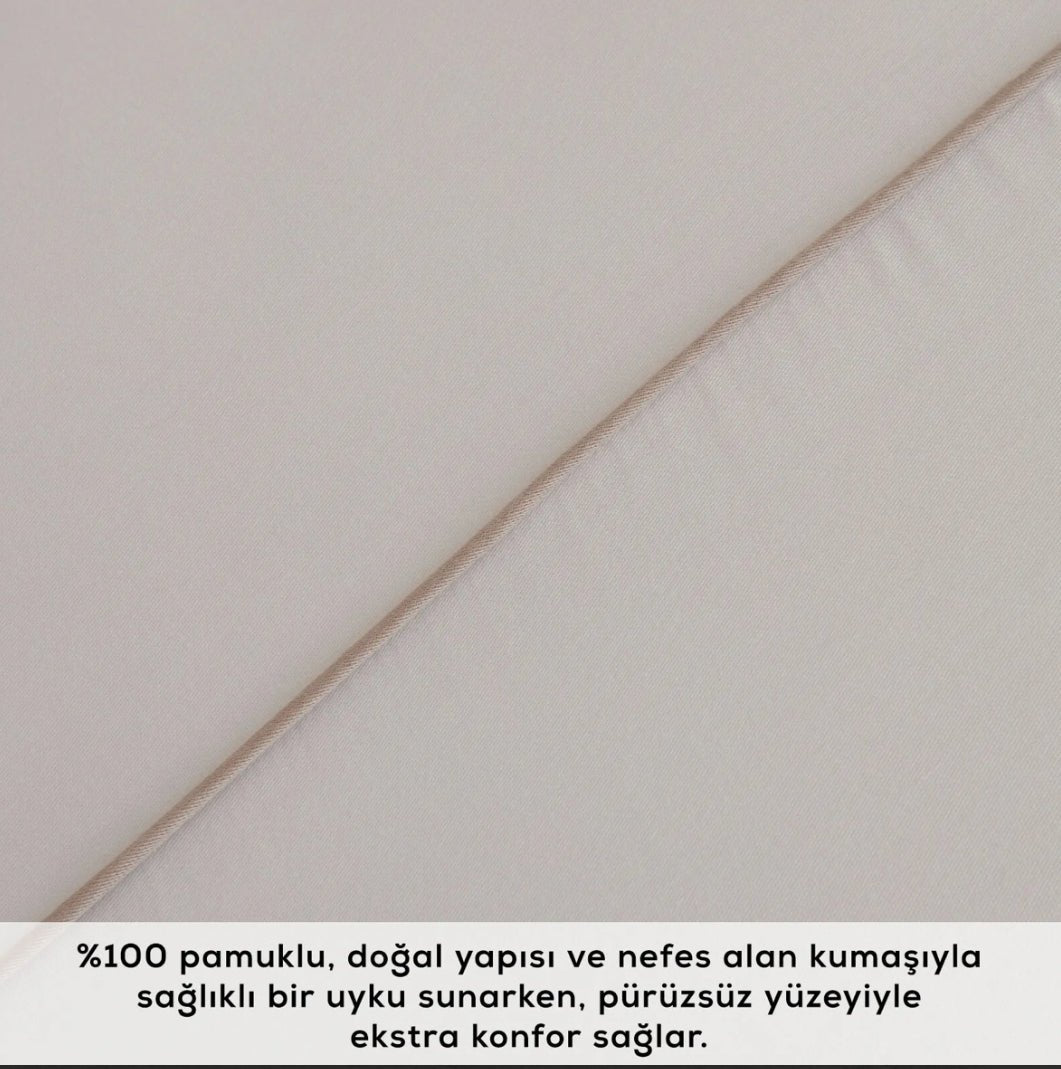 Karaca Home White Collection Vinas Dobbeltseng - Sengetøj – Satin med Biese - Løven Home