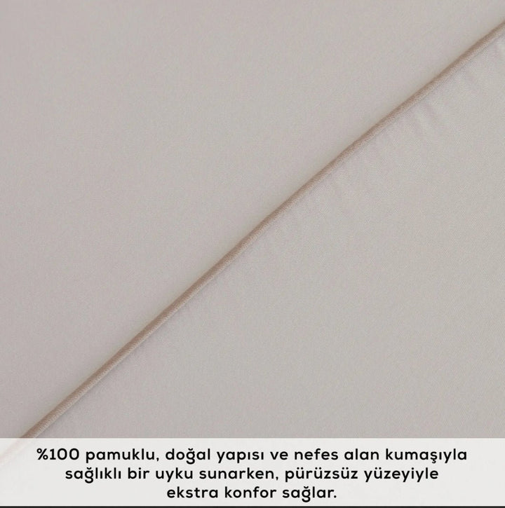 Karaca Home White Collection Vinas Dobbeltseng - Sengetøj – Satin med Biese - Løven Home