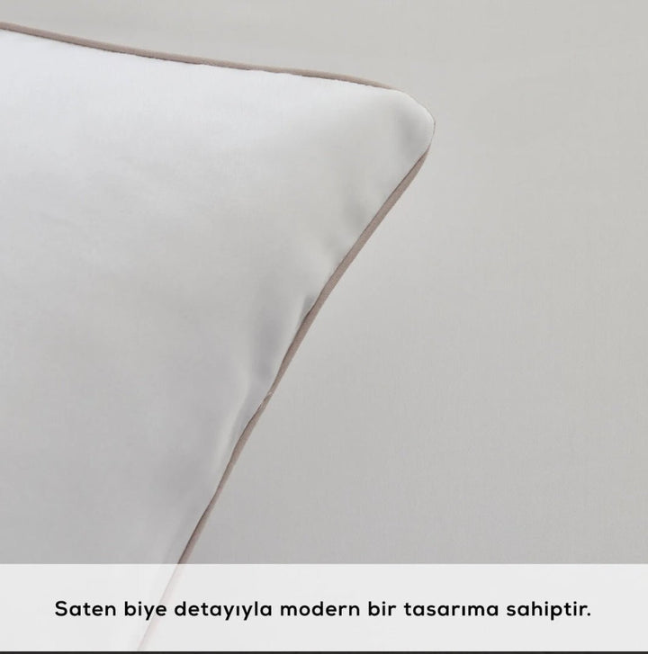Karaca Home White Collection Vinas Dobbeltseng - Sengetøj – Satin med Biese - Løven Home