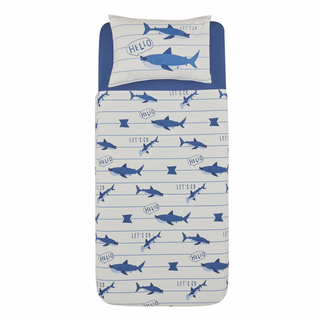 Karaca Home - Young Shark - Sengetæppesæt – 1 person – Blå - Løven Home