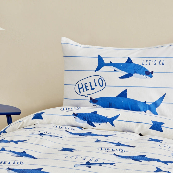 Karaca Home - Young Shark - Sengetæppesæt – 1 person – Blå - Løven Home