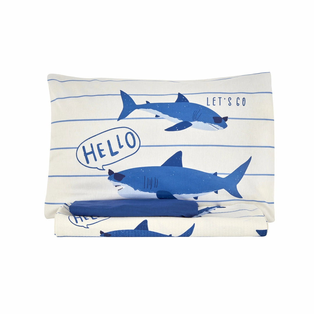 Karaca Home - Young Shark - Sengetæppesæt – 1 person – Blå - Løven Home