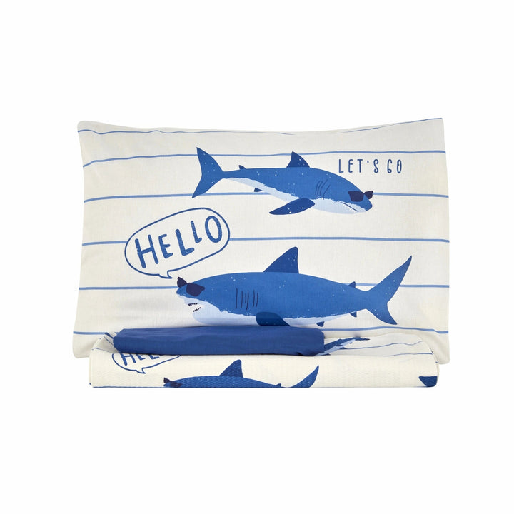 Karaca Home - Young Shark - Sengetæppesæt – 1 person – Blå - Løven Home