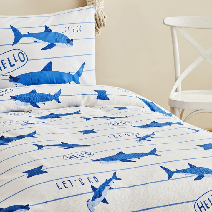 Karaca Home - Young Shark - Sengetæppesæt – 1 person – Blå - Løven Home