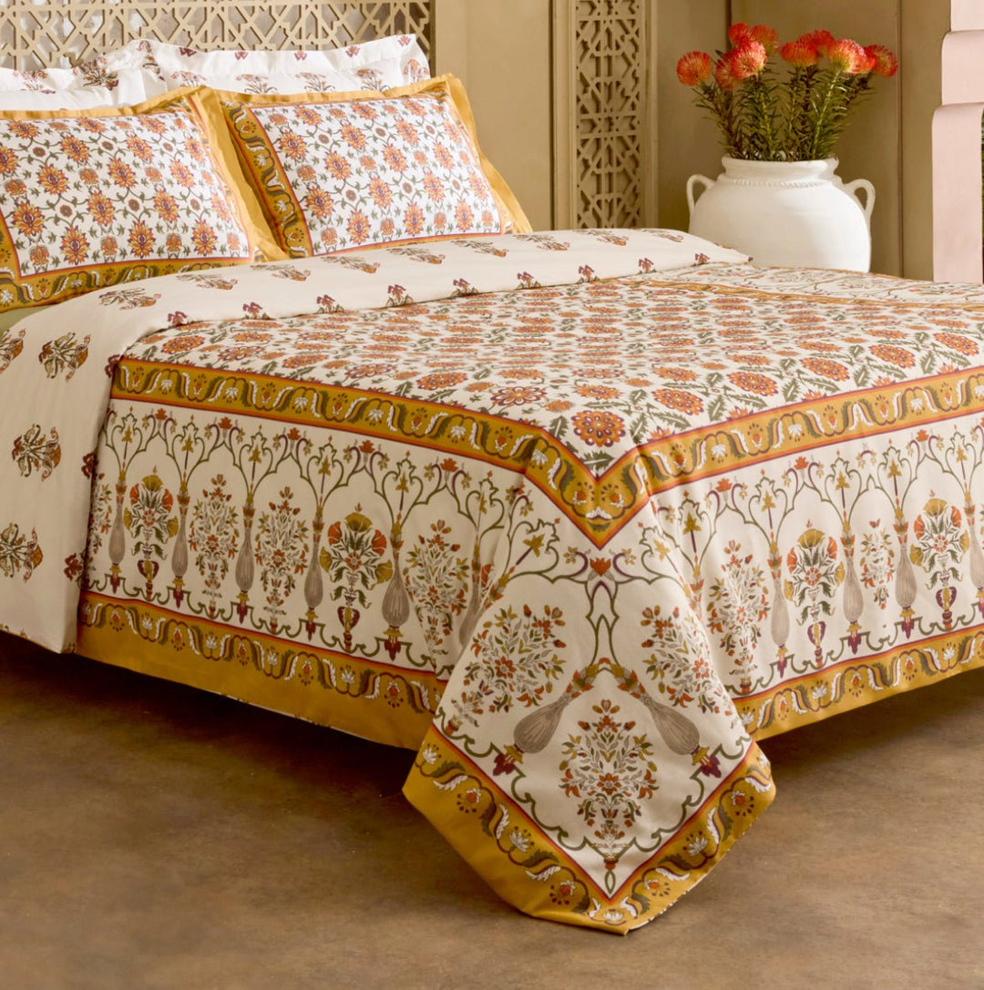 Karaca Home Zahara Dobbeltseng - Sengetøj – Sennep - Løven Home