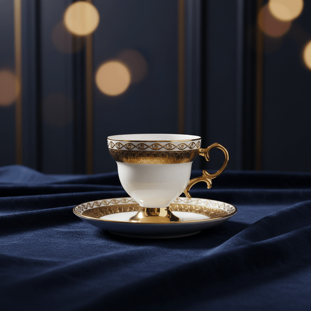 Karaca Hürrem Espressosæt til 6 Pers. – 90 ml - Hvid/Guld - Løven Home