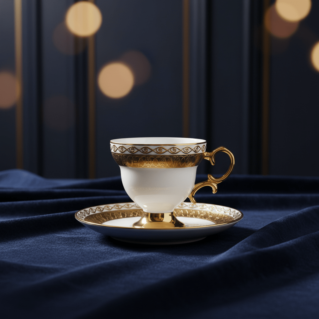 Karaca Hürrem Espressosæt til 6 Pers. – 90 ml - Hvid/Guld - Løven Home
