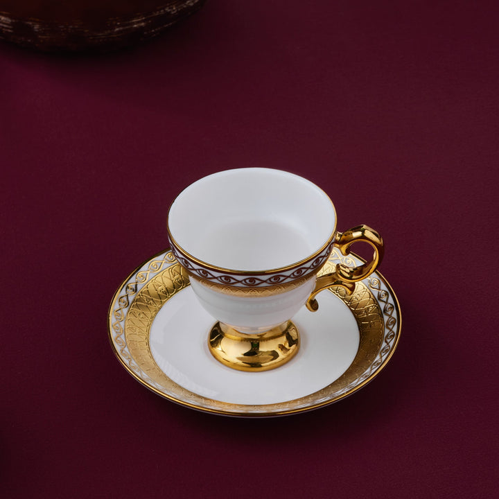 Karaca Hürrem Espressosæt til 6 Pers. – 90 ml - Hvid/Guld - Løven Home
