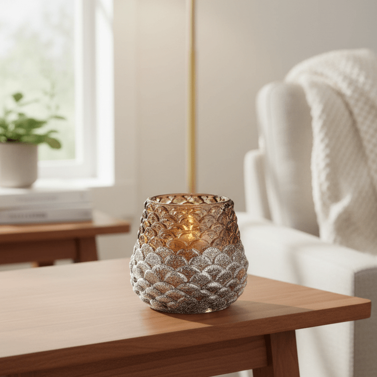 Karaca Koglelysholder (Fyrfadslys) – brun, 7,5 × 7,5 × 6,7 cm - Løven Home