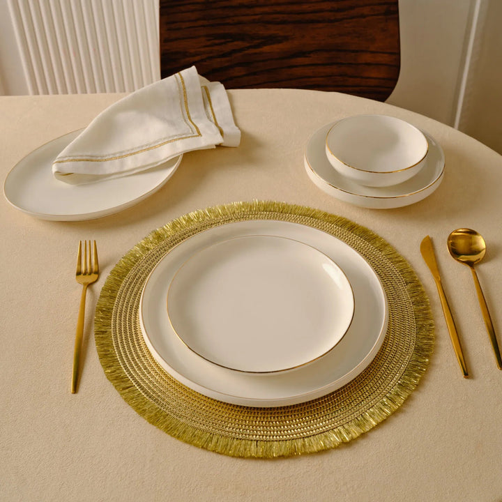 Karaca Kristina 2 dele Amerikansk dækkerserviet – Gold, 38 cm - Løven Home