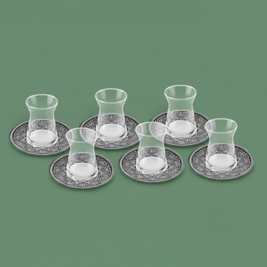 Karaca Lenny Teglassæt m/Underkopper til 6 Personer 12 Dele - 170 ml - Løven Home