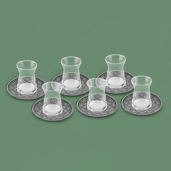 Karaca Lenny Teglassæt m/Underkopper til 6 Personer 12 Dele - 170 ml - Løven Home