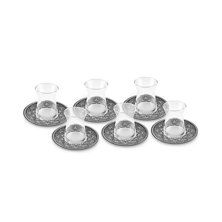 Karaca Lenny Teglassæt m/Underkopper til 6 Personer 12 Dele - 170 ml - Løven Home