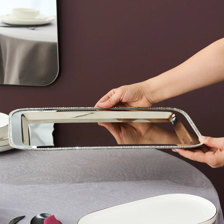 Karaca Majesty Dekorativ Rektangulær Serveringsbakke 42x30 cm – Sølv - Løven Home