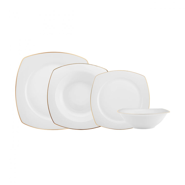 Karaca Mane Porcelænssæt Guldkant - 24 dele 6 personer - Løven Home