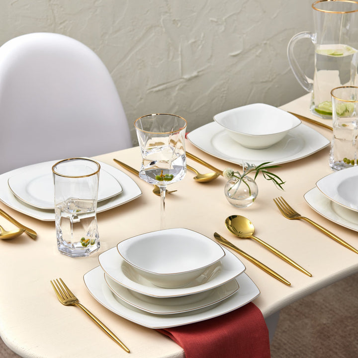 Karaca Mane Porcelænssæt Guldkant - 24 dele 6 personer - Løven Home