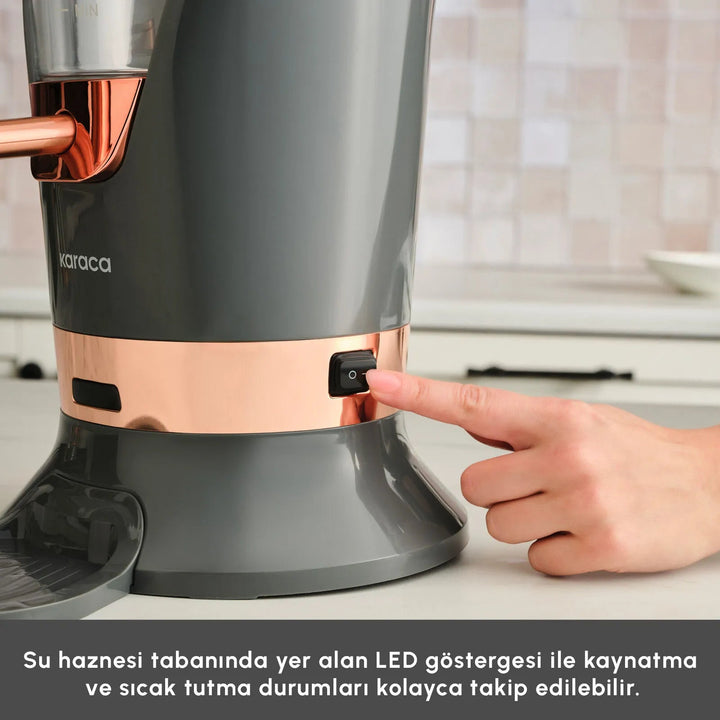 Karaca Maxiva 1651 Elektrisk Temaskine Semaver – 35 Glas Kapacitet – Antracit - Løven Home