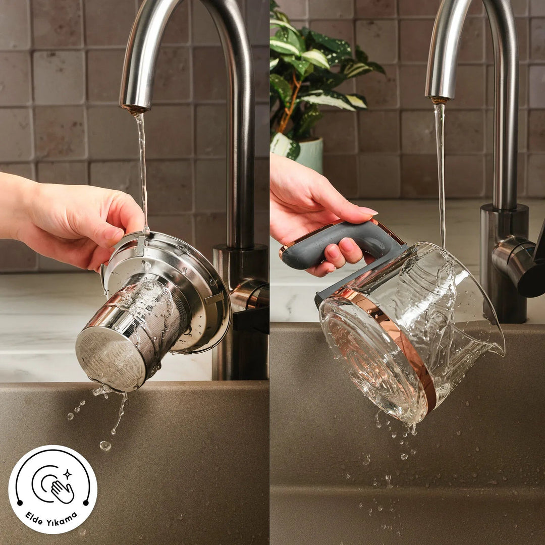 Karaca Maxiva 1651 Elektrisk Temaskine Semaver – 35 Glas Kapacitet – Antracit - Løven Home