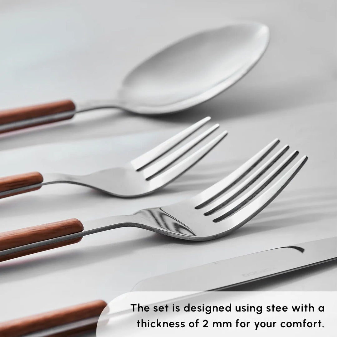 Karaca Melia 24 - delt bestiksæt – 18/10 rustfrit stål, sølv/brun 6 personers - Løven Home