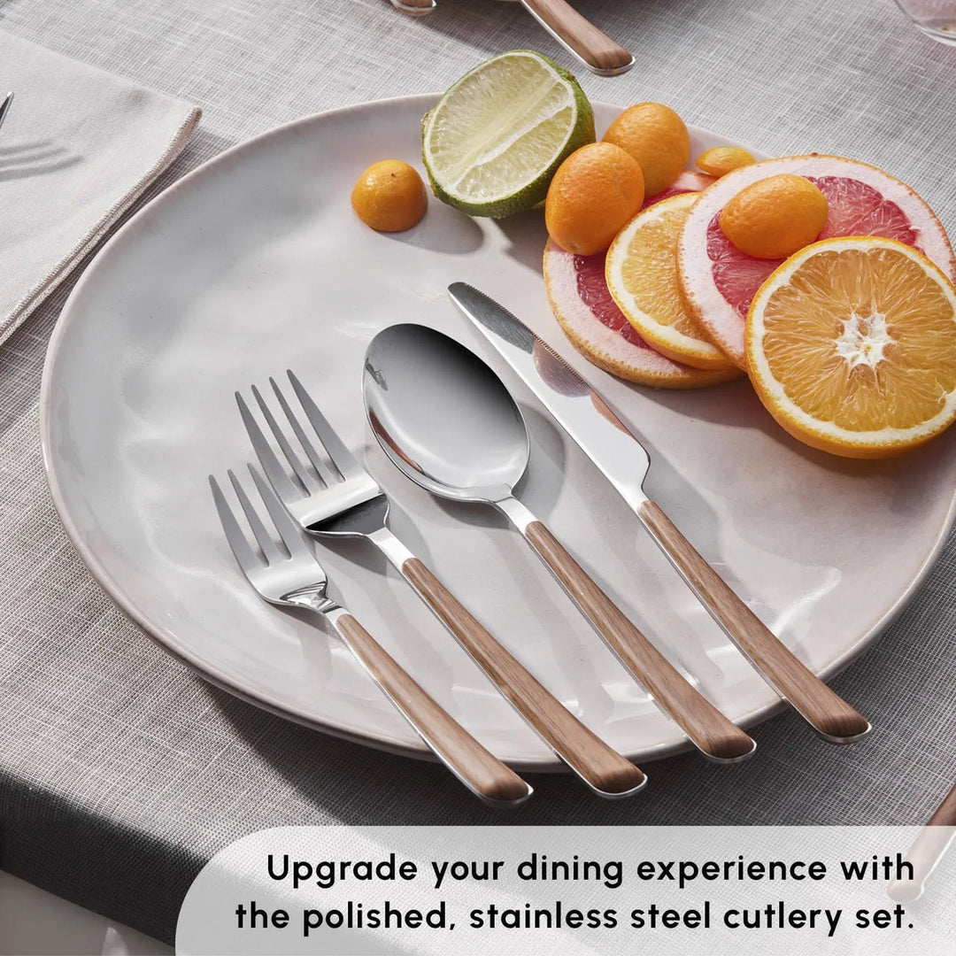 Karaca Melia 24 - delt bestiksæt – 18/10 rustfrit stål, sølv/brun 6 personers - Løven Home