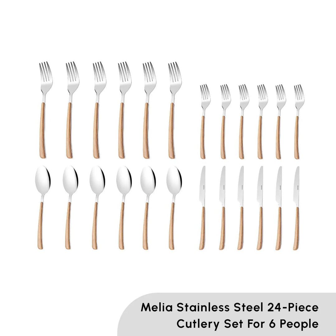 Karaca Melia 24 - delt bestiksæt – 18/10 rustfrit stål, sølv/brun 6 personers - Løven Home