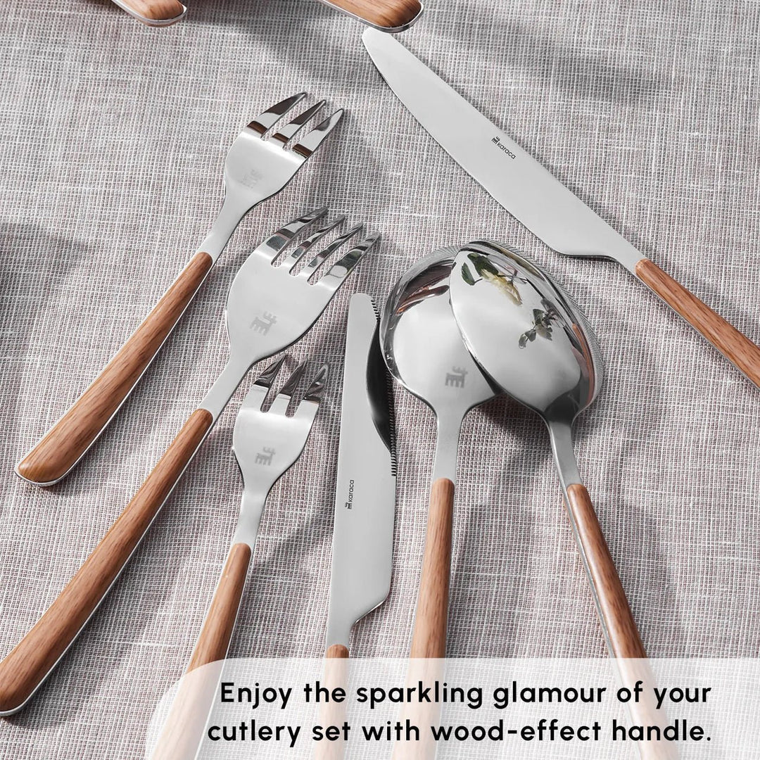 Karaca Melia 24 - delt bestiksæt – 18/10 rustfrit stål, sølv/brun 6 personers - Løven Home