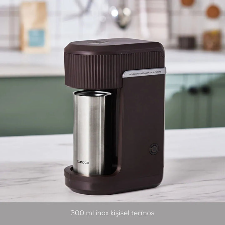Karaca Mono Personlig Filterkaffemaskine m/Termokande (Valnøddebrun) - 400 ml - Løven Home