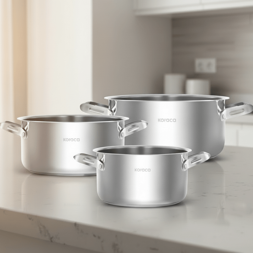 Karaca Montreal Induktionsbase Midi Grydesæt - Rustfrit Stål - 6 Dele - Løven Home