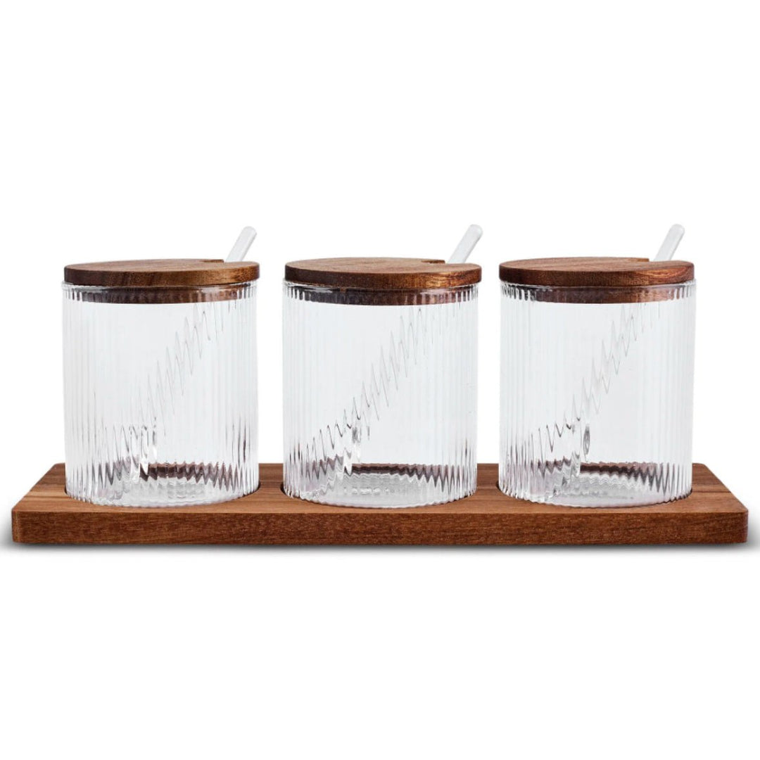 Karaca Mova Akasya Krydderisæt m/Skeer - 10 - Dele - Glas/Træ - Løven Home