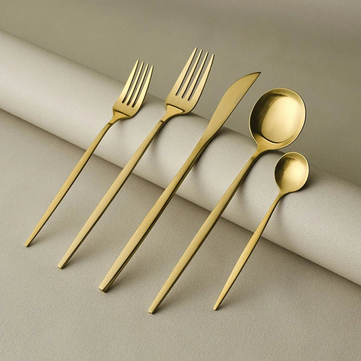 Karaca Orion 30 - delt Bestiksæt 18/10 rustfrit stål | Mat Guld | 6 personer - Løven Home