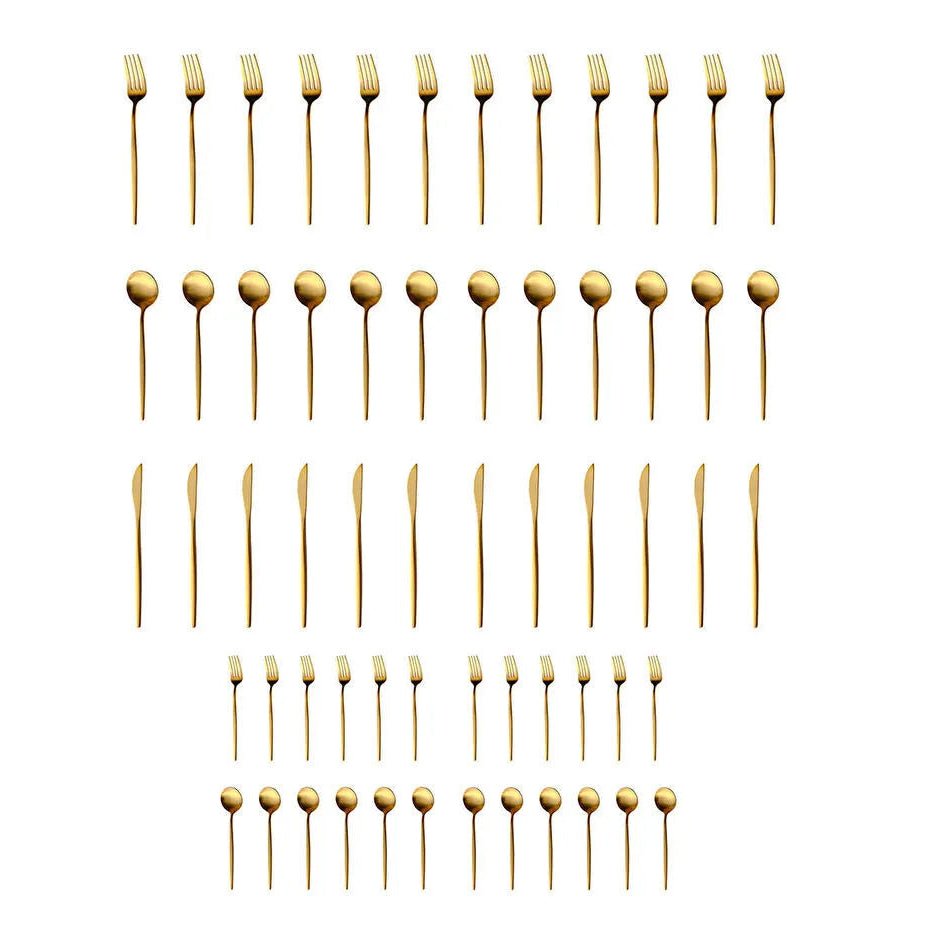 Karaca Orion Mat Gold 60 - delt bestiksæt – 18/10 rustfrit stål 12 Personers - Løven Home