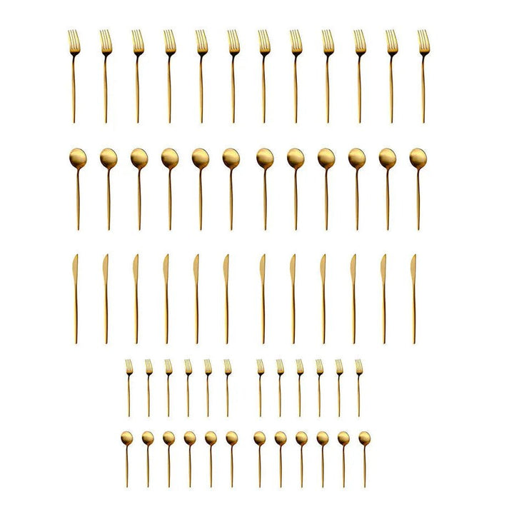 Karaca Orion Mat Gold 60 - delt bestiksæt – 18/10 rustfrit stål 12 Personers - Løven Home