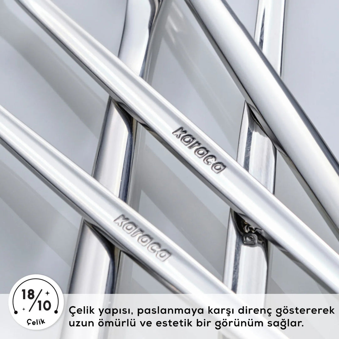 Karaca Orion Sølv 30 Dele Bestiksæt – 6 Personer - Rustfrit Stål - Løven Home