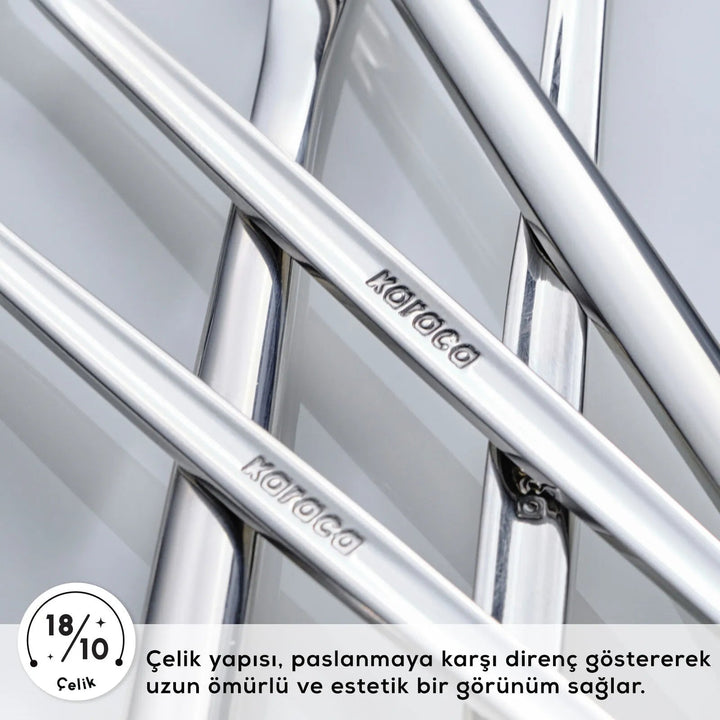 Karaca Orion Sølv 30 Dele Bestiksæt – 6 Personer - Rustfrit Stål - Løven Home