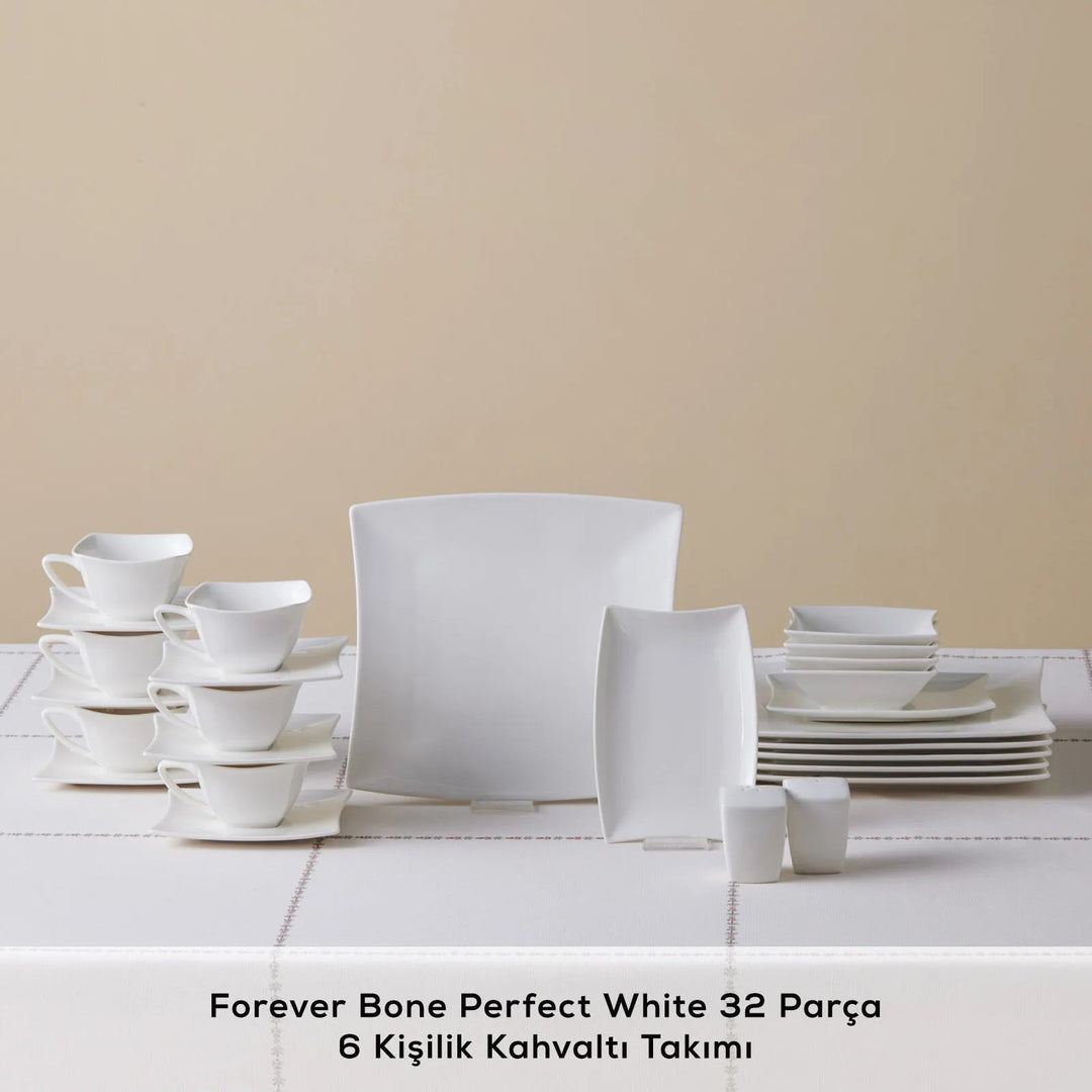 Karaca Perfect White Morgenmads Porcelænssæt - 32 dele 6 personer - Løven Home